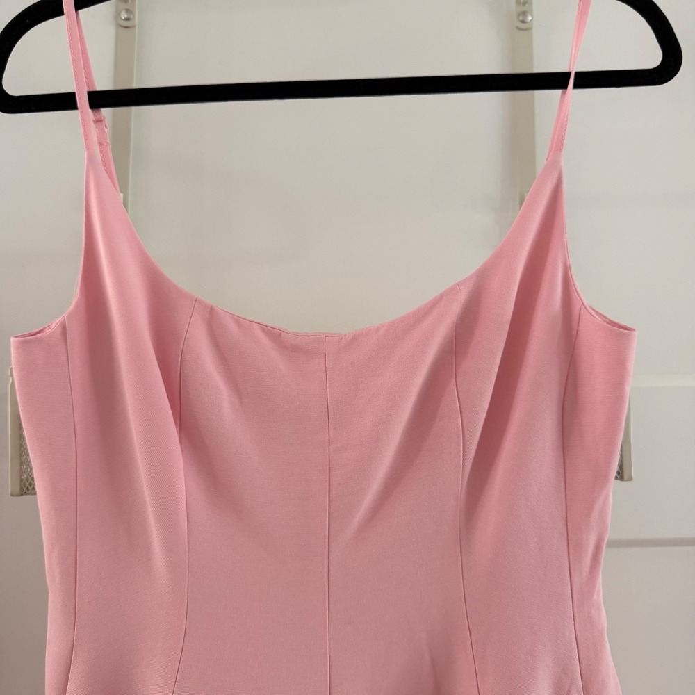 Staud Joy Gown Pink Pleated A-Line Maxi Dress Scoop Neck Sz 2 Event Gown Barbie - Picture 2 of 8